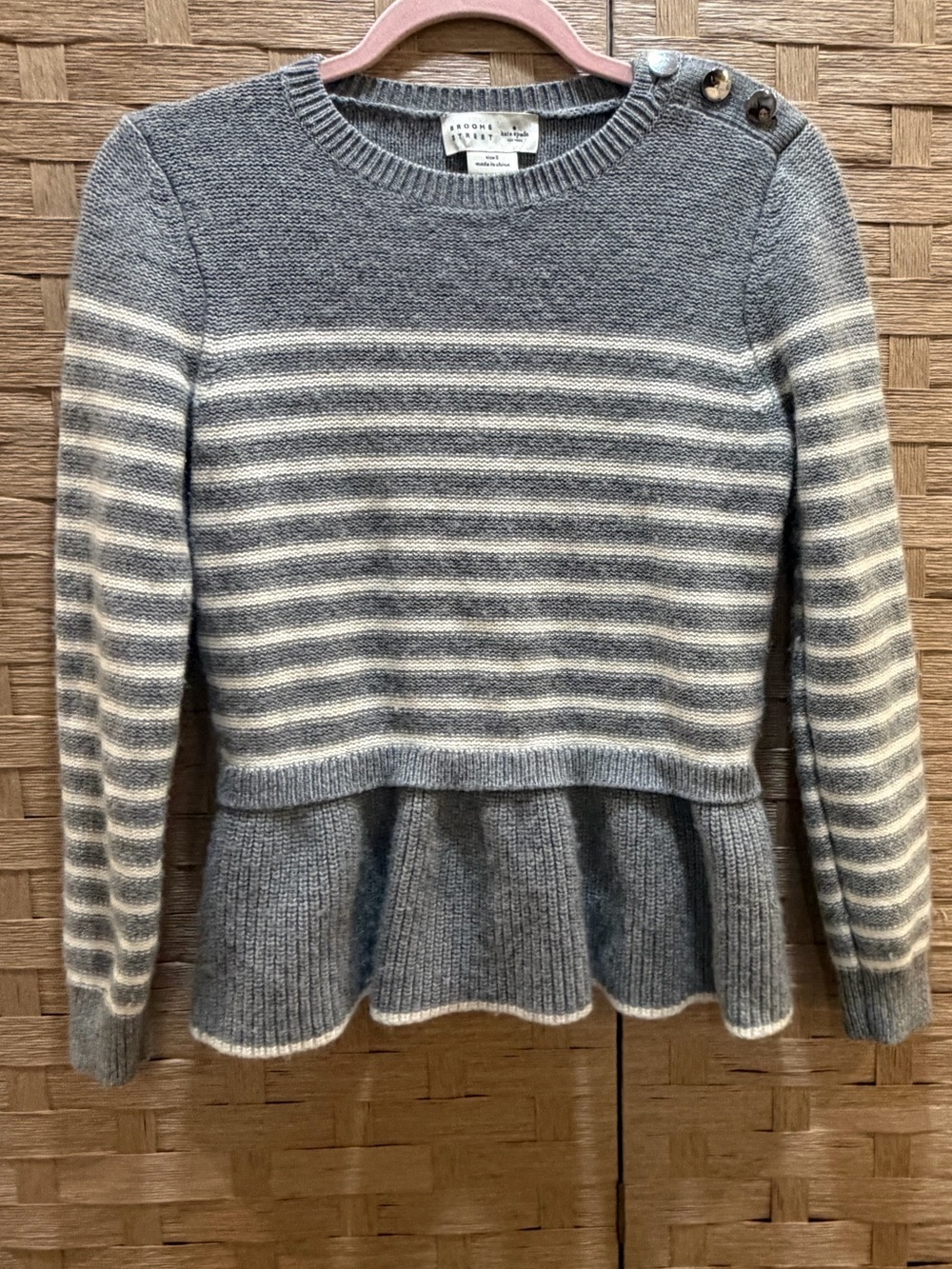 Kate Spade Broome Street stripe Peplum Sweater size Small EUC